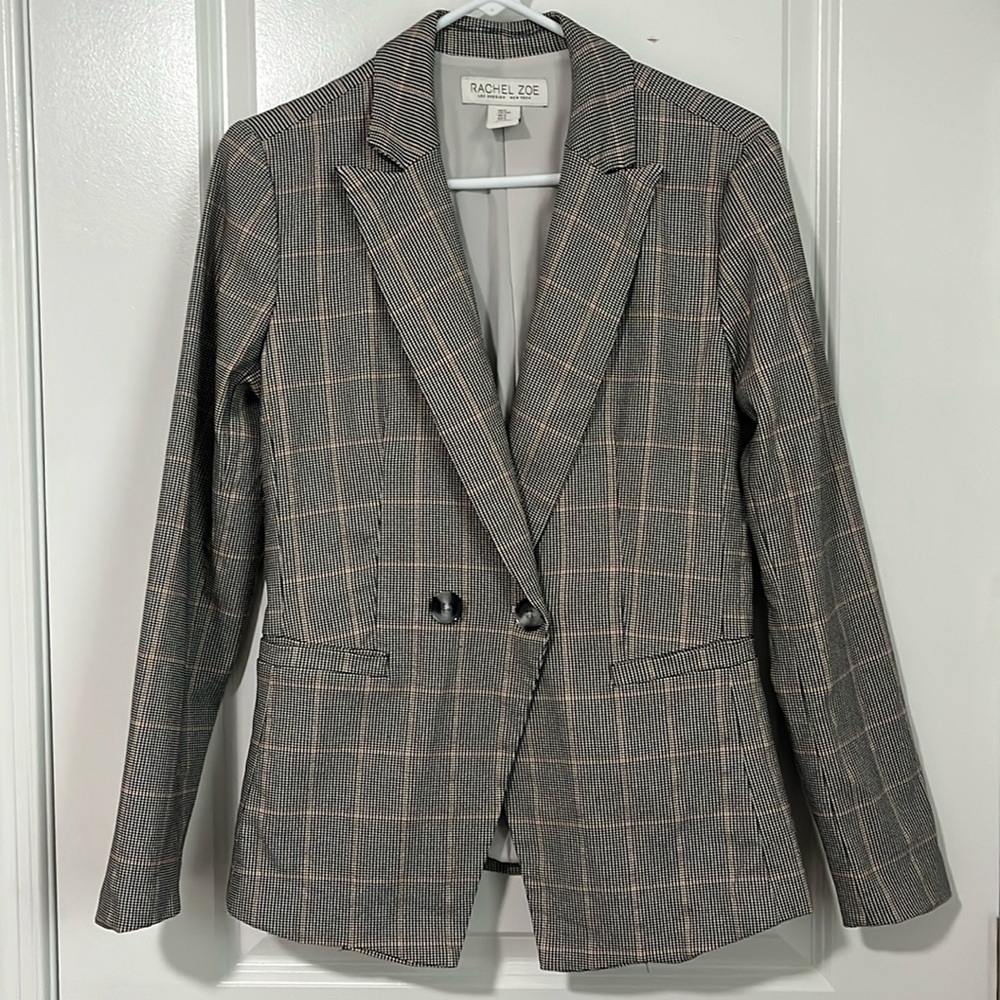 Rachel Zoe Open Front Plaid Blazer Jacket  In Excellent Condition Size XS